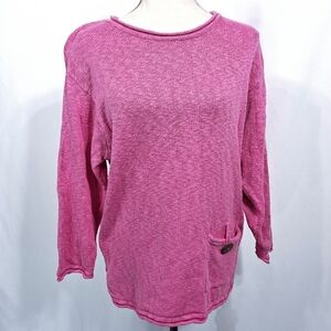 Lulu-B Pink Cotton Roll Hem Sweater